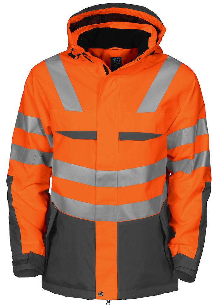 Projob Herren Warnschutz Jacke Wattiert mit Kapuze und EN ISO 20471 Klasse 3 - wirbe-welt.shop
