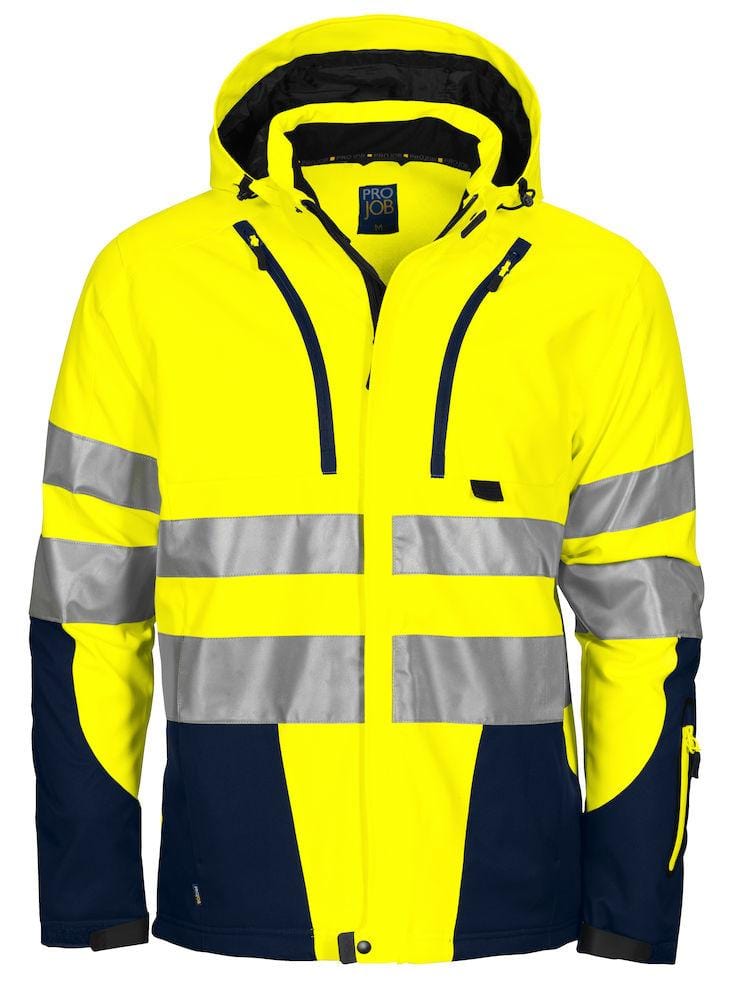 Projob Herren Warnschutz Jacke, 3-lagig aus Softshell, EN ISO 20471 Klasse 3/2 - wirbe-welt.shop