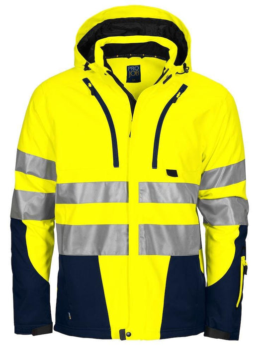 Projob Herren Warnschutz Jacke, 3-lagig aus Softshell, EN ISO 20471 Klasse 3/2 - wirbe-welt.shop