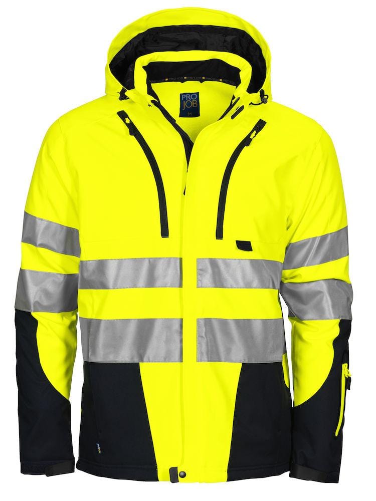 Projob Herren Warnschutz Jacke, 3-lagig aus Softshell, EN ISO 20471 Klasse 3/2 - wirbe-welt.shop