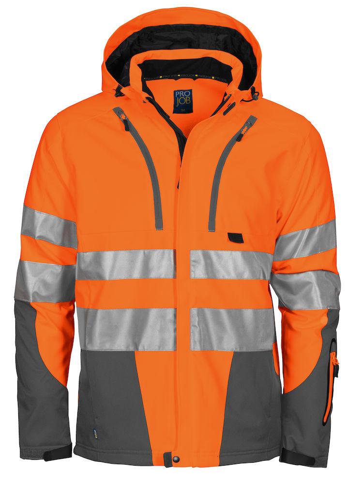 Projob Herren Warnschutz Jacke, 3-lagig aus Softshell, EN ISO 20471 Klasse 3/2 - wirbe-welt.shop