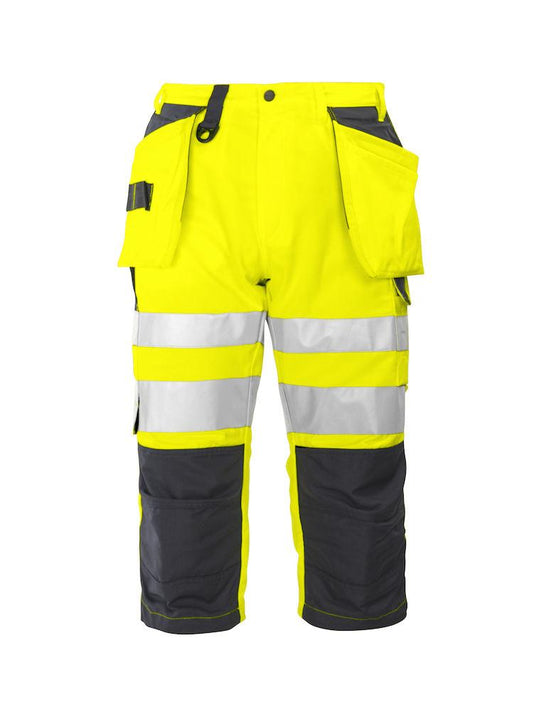 Projob Herren 3/4 Arbeitshosen Piratenhosen in Warnschutzfarbe EN ISO 20471 Klasse 2 - wirbe-welt.shop