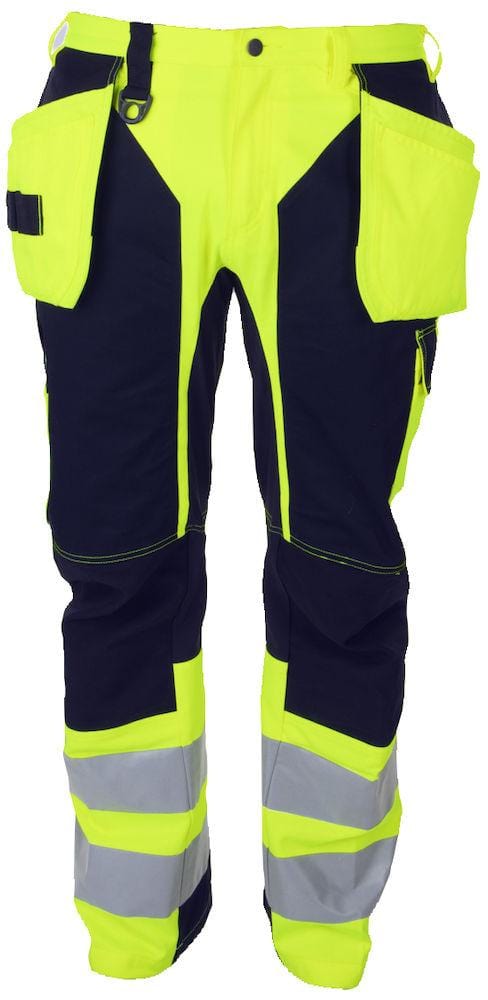 Projob Herren Warnschutz-Arbeitshose mit Stretchelementen und Knieverstärkungen, EN ISO 20471 Klasse 2 - wirbe-welt.shop
