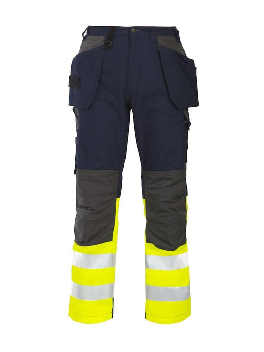 Projob Herren Warnschutzhose aus 100% Baumwolle mit Knieverstärkungen, ISO 20471 Klasse 1 - wirbe-welt.shop