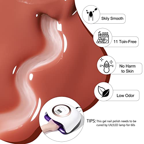 YOKEFELLLOW 10ml Bräunlich Rot UV Gel Nagellack,Nudefarben Nude Jelly Gel Transparent Semi Permanent Gellack,für Nagel Design LED Einweichen von Varnish Gel