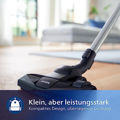 Philips PowerPro Compact Beutelloser Staubsauger, 900 W PowerCyclone 5, Allergy H13-Filter, 76dB, TriActive Nozzle, 6m Kabel, Star White, (FC9332/09)