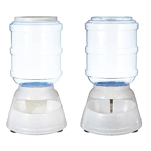 Amazon Basics 2 Stück, Hundefutter- und Wasserspender, Futter- und Wasserspender für Haustiere, Größe S, Klar, Grau