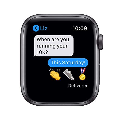 Apple Watch Series 6 (GPS, 44MM) Aluminiumgehäuse Space Grau Schwarz Sportarmband (Generalüberholt)