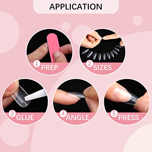 BTArtbox 500 Stück Mandel Tips für Nägel Mittel Full Cover Almond Nail Tips für Gelnägel Klare Acryl Nageltips Mandelform Künstliche Fingernägel mit Box, für Nagelstudios und DIY-Nagelkunst, 10 Größen