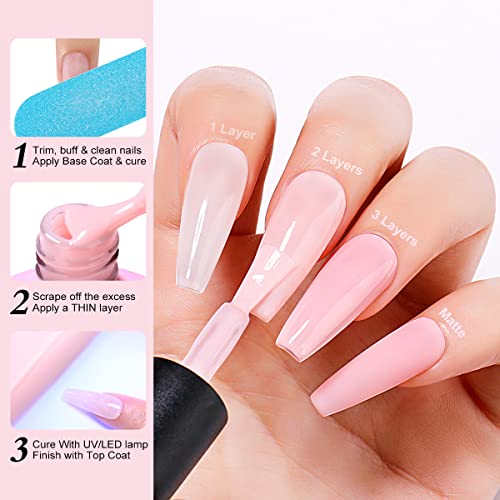 AIMEILI UV LED Gellack Gel Nagellack Base & No Wipe Top Coat Unterlack & Überlack Set Gel Polish 2×8ml