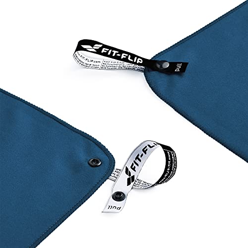 Fit-Flip Mikrofaser Handtuch - viele Farben & Größen - kompakte Microfaser Handtücher - das Sporthandtuch, Reisehandtuch, Strandhandtuch und als Microfaser Badetuch groß (100x200cm, Marineblau)
