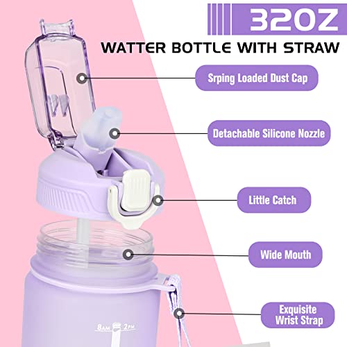 1L Wasserflasche, Trinkflasche mit Strohhalm 