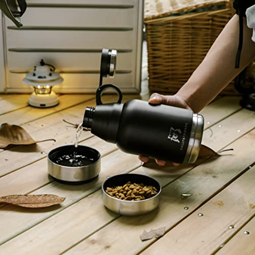 SALLY&FRIENDS Wasserflasche 950ml mit Zwei Näpfen aus Edelstahl,Isoliert, für Unterwegs und Reisen, Hundenapf, Trinkflasche,Thermosflasche,Hundezubehör, Welpentraining