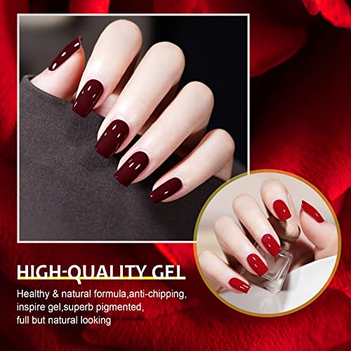 MAQUITA Gel Nagellack Set,Shellac Gellack Kit, Mehrfarbig Ablösbarer Nagelgel Farbgel Gel Nagel,Nagellack 8 Stk 8ml, Soak Off LED Gellack für Nail Art Karneval, Frauentag, Geburtstag - Rot Set