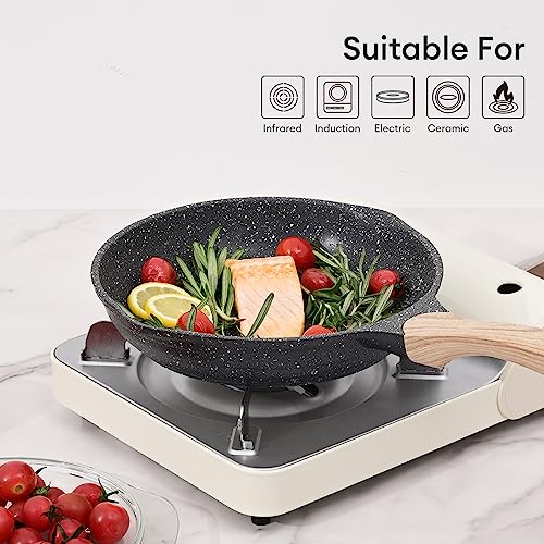 JEETEE Pfannenset 3 teiliges, Bratpfanne set 20cm 24cm 28cm, Induktion geeignet,aus geschmiedetem Aluminium mit Antihaftbeschichtung, für alle Herdarten,PFOA-frei