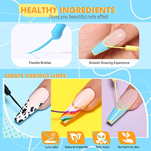 LILY'CUTE 12 Gel Liner Nail Art, Farben Gel Liner Nail Herbst Winter, UV Nagellack Liner Dunkelheit & Glitter Nail Gel Polish Set for Drawing Lines, Nagel Kunst Farbgel Nagelgel
