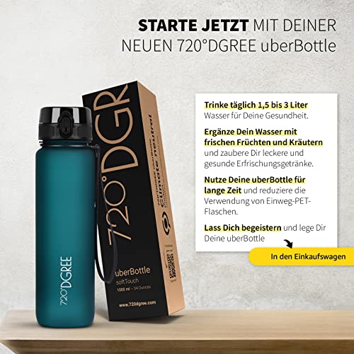 720°DGREE Trinkflasche Kinder 500ml “uberBottle“ softTouch +Sieb - Auslaufsicher, BPA-Frei - Flasche für Schule, Sport, Fitness - Wasserflasche aus Tritan - Schmal, Leicht, Stoßfest, Wiederverwendbar