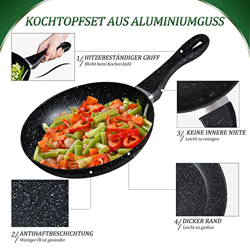 Scheffler Pfannenset, Pfanne 20/24/28 cm,Bratpfanne,Pfannen,beschichtete Pfanne,Pfanne Induktion mit Antihaft-Beschichtung,geeignet für alle Herdarten