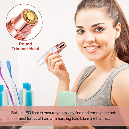 Augenbrauen Rasier, 2 in1 Gesichtshaarentferner Damen, USB Augenbrauen Trimmer, elektrischer Gesichtsepilierer Augenbrauentrimmer, eingebautem LED-Licht, USB Wiederaufladbar