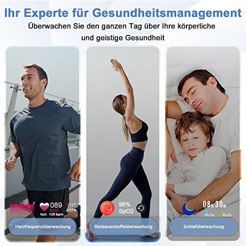 Blackview Smartwatch R3 Herren Damen Fitnessuhr,1,3 Zoll Smart Watch, Armbanduhr mit Pulsmesser Schlafmonitor Musiksteuerung SpO2,Schrittzähler Uhr Sportuhr, Aktivitätstracker für Android iOS,Schwarz