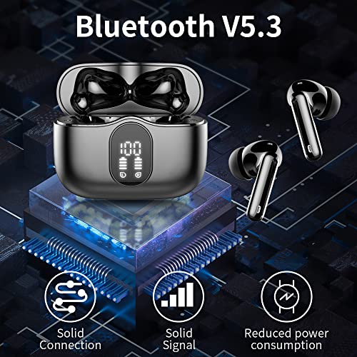 Bluetooth Kopfhörer, Kopfhörer Kabellos Bluetooth 5.3 Sport In Ear Kopfhörer mit 4 Mikrofon, 40 std Spielzeit, LED-Anzeige, ENC Lärmreduzierung, HiFi Stereo Ohrhörer für Arbeit und Studium