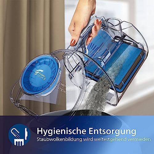 Philips PowerPro Compact Beutelloser Staubsauger, 900 W PowerCyclone 5, Allergy H13-Filter, 76dB, TriActive Nozzle, 6m Kabel, Star White, (FC9332/09)