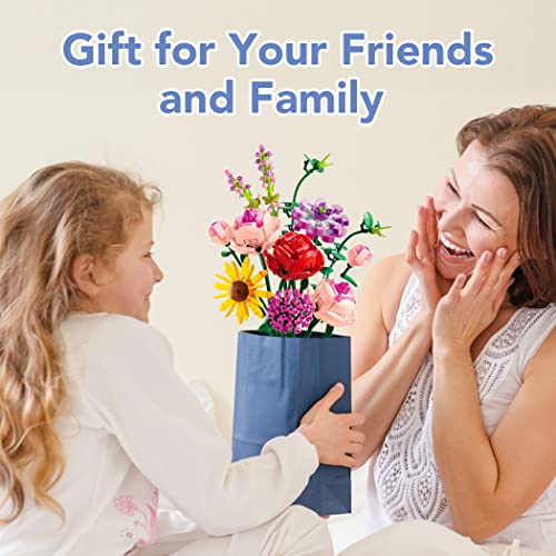 Etarnfly Blumen Bausteine Set, 530 PCS Künstliche Blumenstrauß Kunstpflanzen DIY Bauspielzeugsets Bouquet Baustein für Hausdeko, Geschenke für Mutter Frauen Freundin Kinder 6+, Botanical Collection