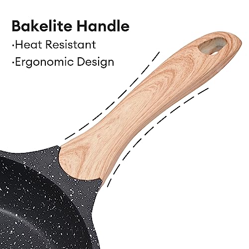 JEETEE Pfannenset 3 teiliges, Bratpfanne set 20cm 24cm 28cm, Induktion geeignet,aus geschmiedetem Aluminium mit Antihaftbeschichtung, für alle Herdarten,PFOA-frei