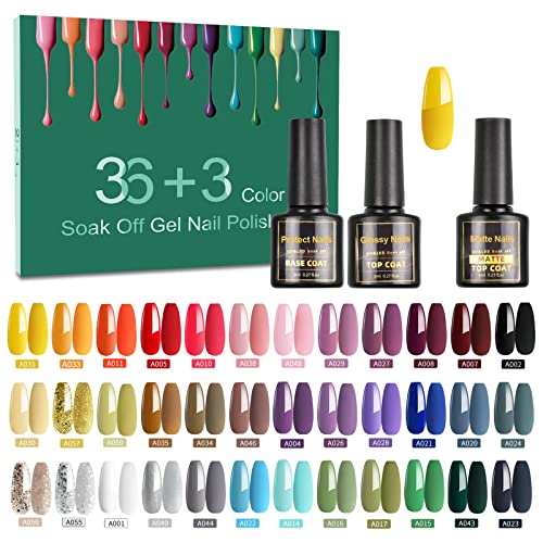 Tormay 39 Stück UV Farbgel, Nagellack Set, UV Lack Soak Off Gel Nail Polish für Nagel Design, Kunst Farbgel Nagelgel Set