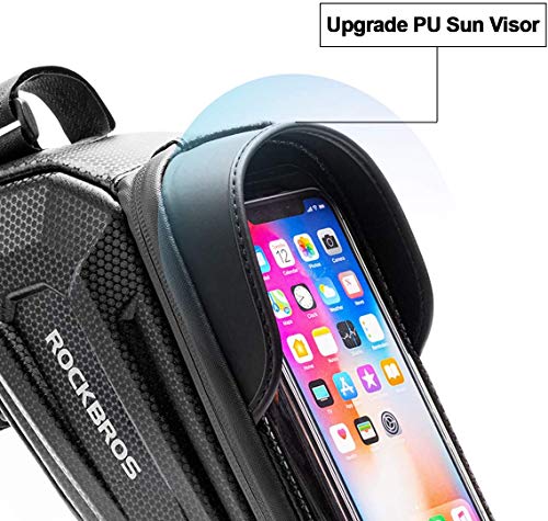 ROCKBROS Fahrrad Rahmentasche Lenkertasche Wasserdicht Handytasche für Smartphone bis zu 6.8 Zoll mit TPU Sensitivem Touchscreen für Montainbikes, Rennrad, Ebikes