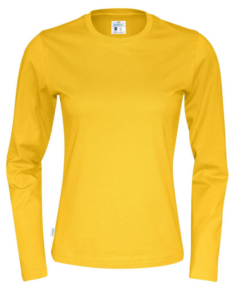 Cottover Damen Langarm T-Shirt Mit Geripptem Kragen - wirbe-welt.shop