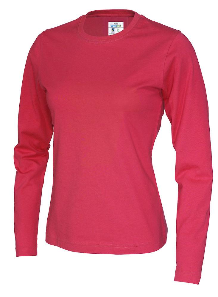 Cottover Damen Langarm T-Shirt Mit Geripptem Kragen - wirbe-welt.shop