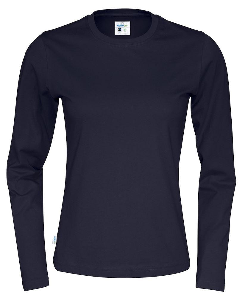 Cottover Damen Langarm T-Shirt Mit Geripptem Kragen - wirbe-welt.shop