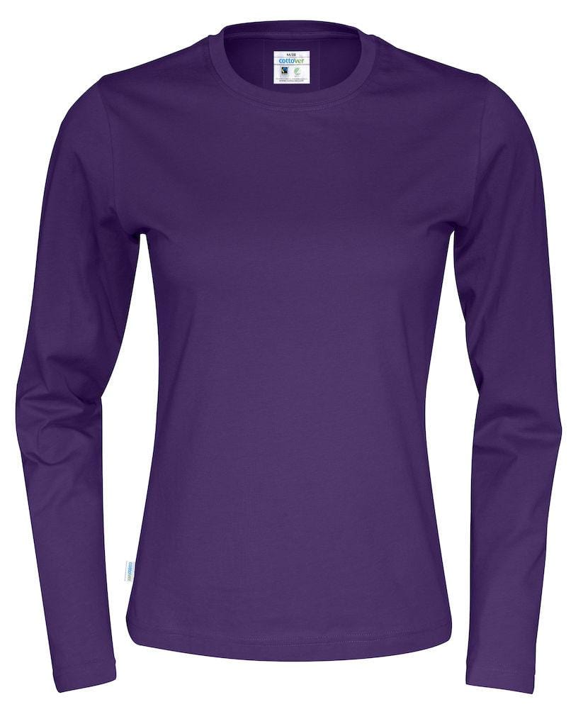 Cottover Damen Langarm T-Shirt Mit Geripptem Kragen - wirbe-welt.shop