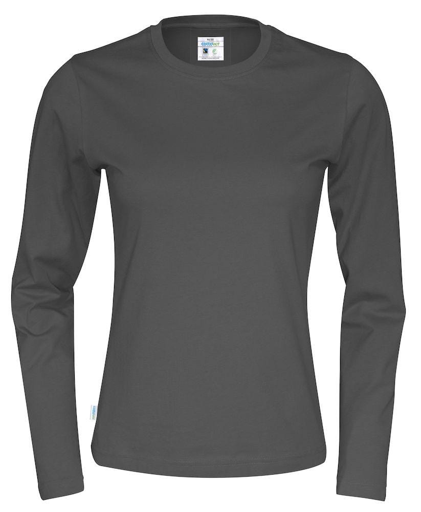 Cottover Damen Langarm T-Shirt Mit Geripptem Kragen - wirbe-welt.shop