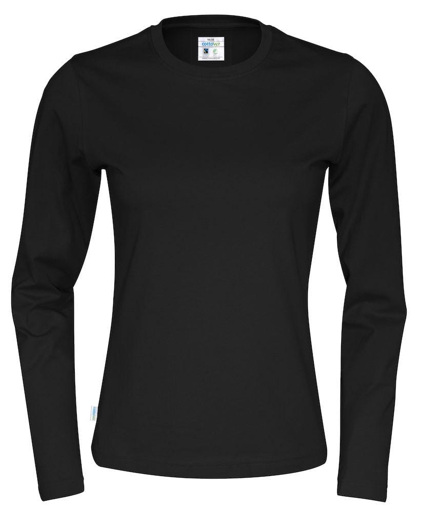 Cottover Damen Langarm T-Shirt Mit Geripptem Kragen - wirbe-welt.shop