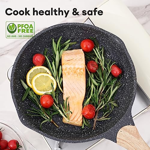 JEETEE Pfannenset 3 teiliges, Bratpfanne set 20cm 24cm 28cm, Induktion geeignet,aus geschmiedetem Aluminium mit Antihaftbeschichtung, für alle Herdarten,PFOA-frei