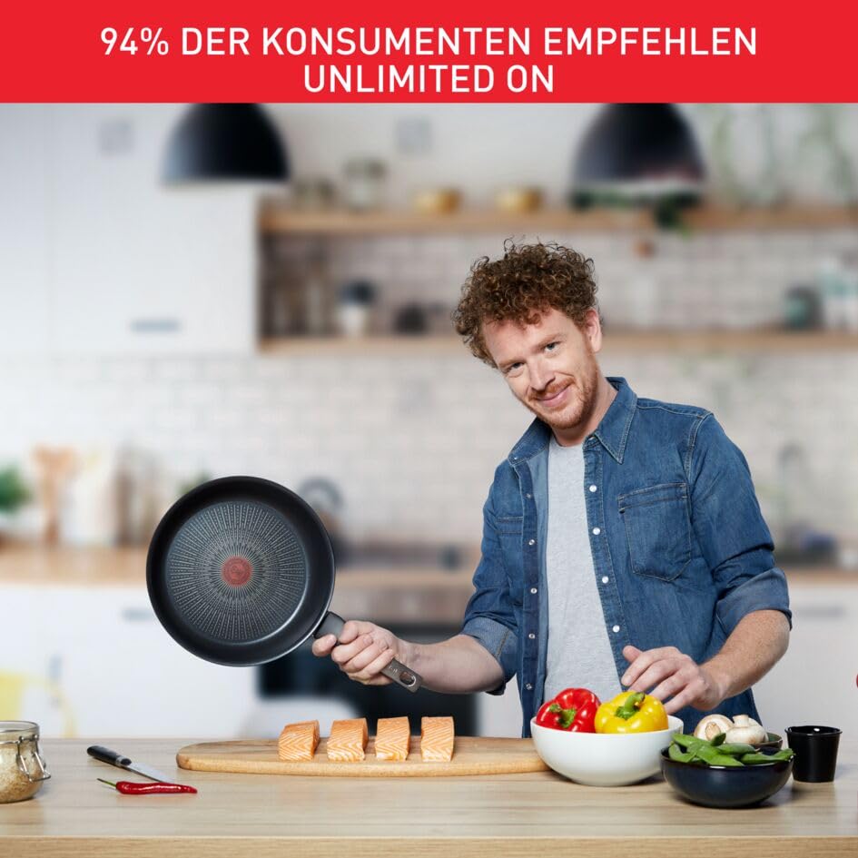 Tefal G25908 Unlimited On Bratpfanne | 32 cm | mit kratzfester Titanium Antihaft-Beschichtung | Thermo-Signal | PFOA-frei | geeignet für alle Herdarten, auch für Induktionsherde | schwarz