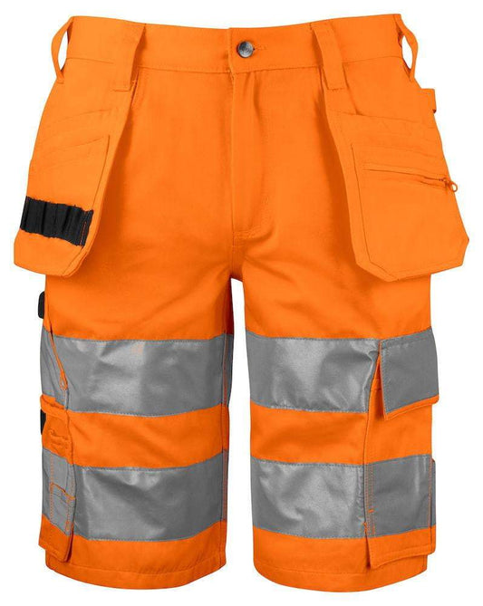 Warnschutz Shorts mit Hängetaschen En Iso  20471 Klasse 2 - Logo bedrucken oder besticken lassen - wirbe-welt.shop
