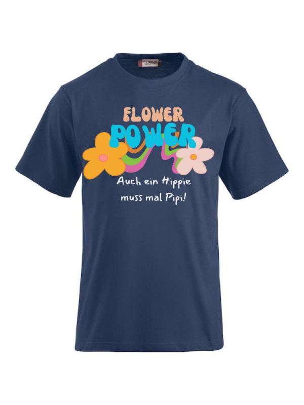 Funshirts bedrucken mit Spruch - Flower Power auch ein Hippie muss mal Pipi! Rot