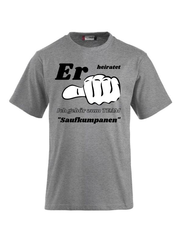 T-Shirts bedrucken Er heiratet ich gehör zum Team