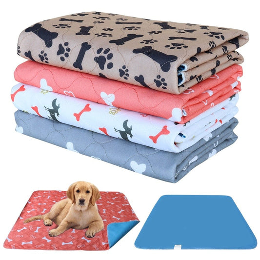 Reusable Pet Urine Pad Washable Dog Cat Diaper Mat 3 Layer Absorbent Dogs Diapers Pads Bone Paw Print For Sofa Bed Floor - wirbe-welt.shop