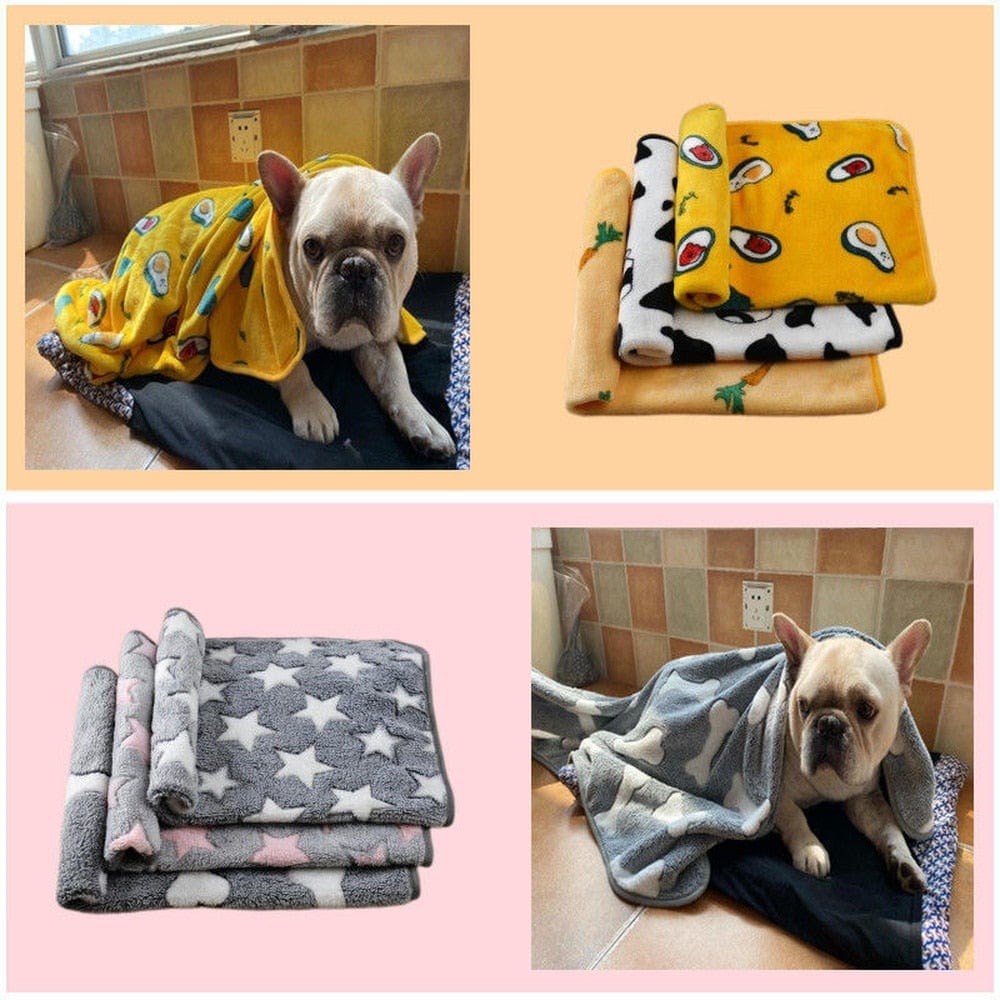 Soft flannel pet dog blanket cartoon print cat and dog bed sheet warm and comfortable pet blanket universal warm pet supplies - wirbe-welt.shop