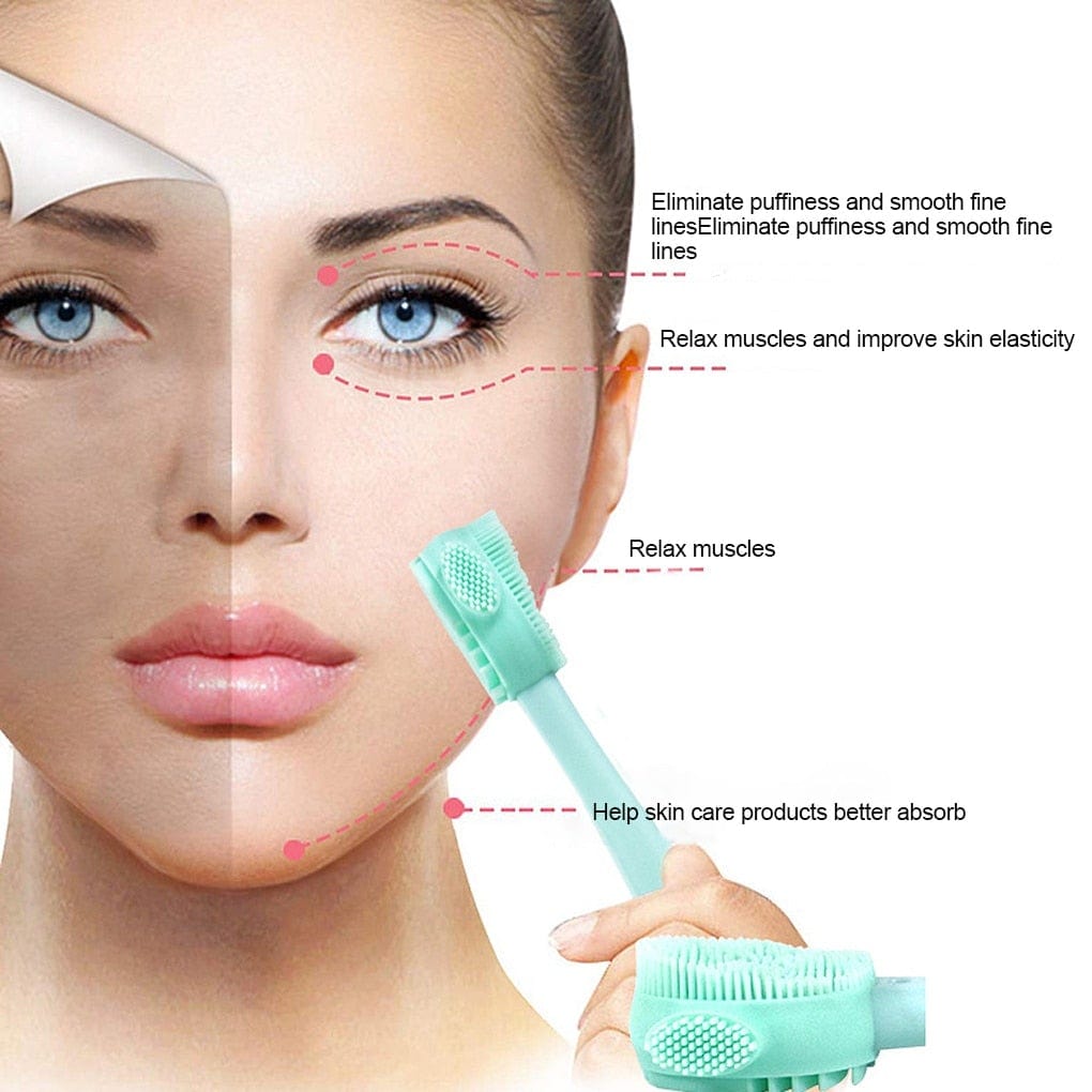 Double Side Silicone Facial Cleanser Brush Soft Hair Face Massage Washing Brush Blackhead Remover Portable Skin Care Tool - wirbe-welt.shop
