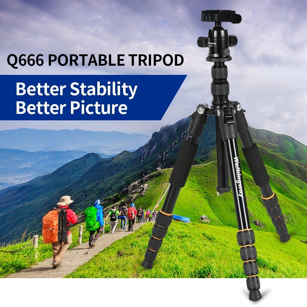 Q666 Lightweight Camera Tripod Stand Stativ trípode Portable Professional Aluminum Travel Monopod Ball Head Compact for DSLRs - wirbe-welt.shop