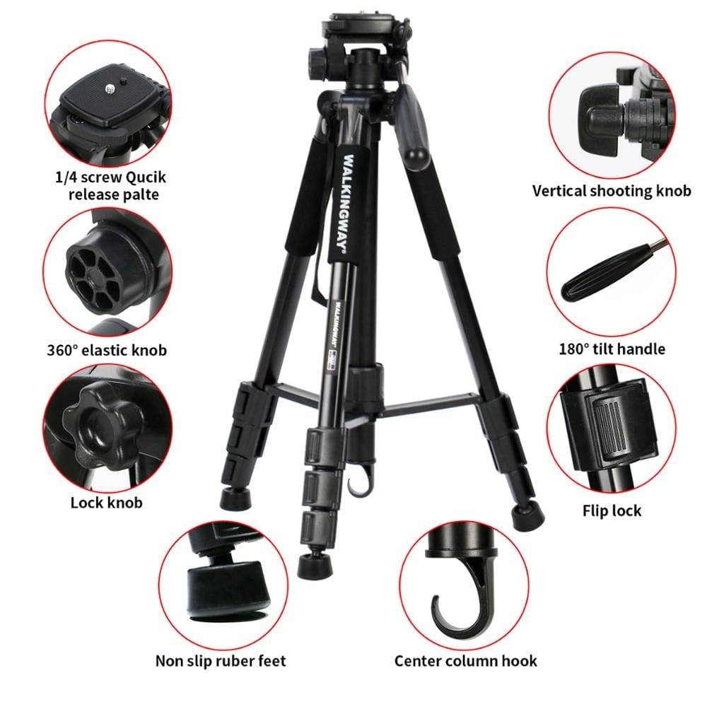 Walkingway Q222 Camera Tripod Tripode Stative light professional Tripod Monopod Travel Stand for Camera DSLR SmartphonePojector - wirbe-welt.shop