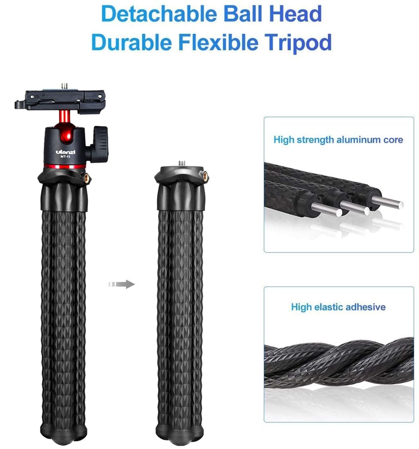 MT-11 Octopus Tripod for DSLR Camera Smartphone Magic Arm W Detachable Ballhead Hot Shoe Phone Clip - wirbe-welt.shop