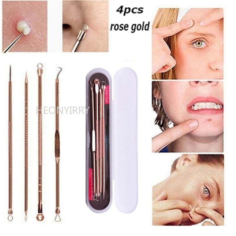 4PCS Acne Blackhead Comedone Black Spot Pimple Blemish Remover Skin Care Women Beauty Acne Treatment Pore Cleanser Needle Hook - wirbe-welt.shop