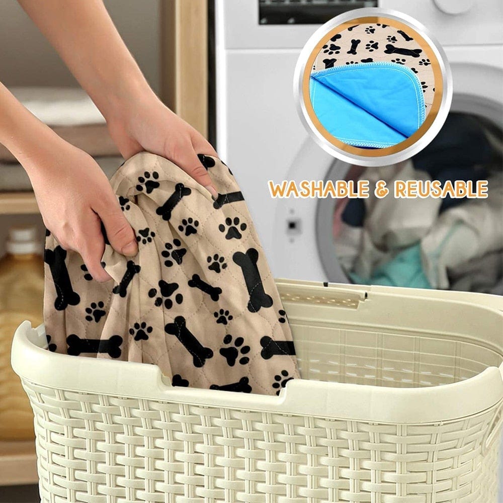 Reusable Pet Urine Pad Washable Dog Cat Diaper Mat 3 Layer Absorbent Dogs Diapers Pads Bone Paw Print For Sofa Bed Floor - wirbe-welt.shop