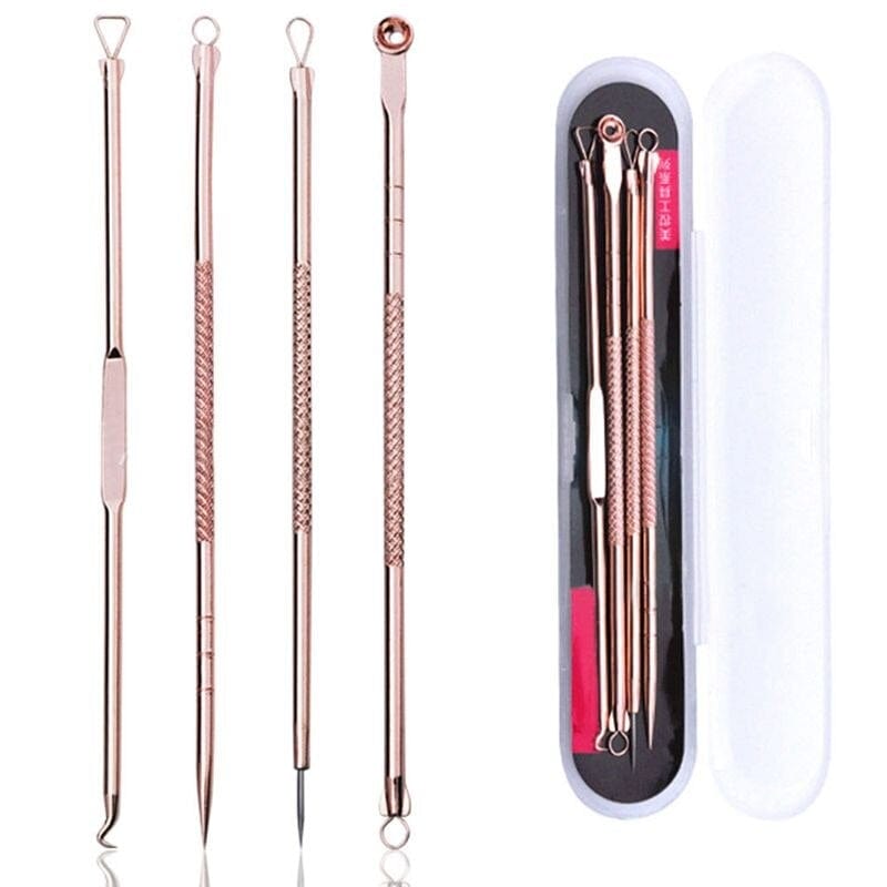 4 Pcs Stainless Steel Acne Removal Needles Pimple Blackhead Remover Tools Spoon Face Skin Care Tools Needles Facial Pore Cleaner - wirbe-welt.shop